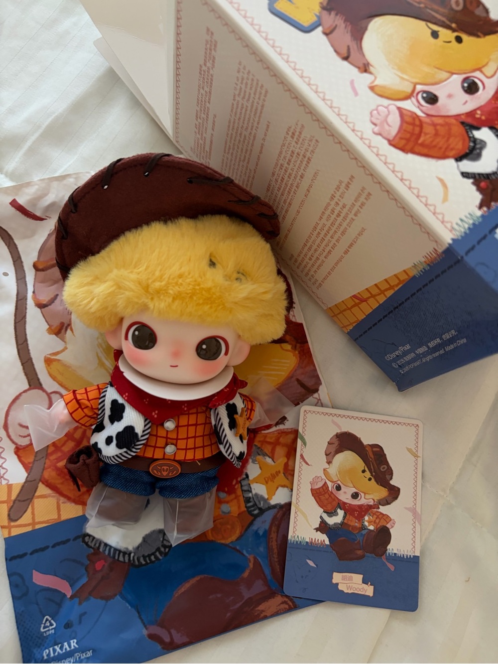 POP MART DIMOO WORLD X PIXAR WOODY KEYCHAIN PLUSH PENDANT